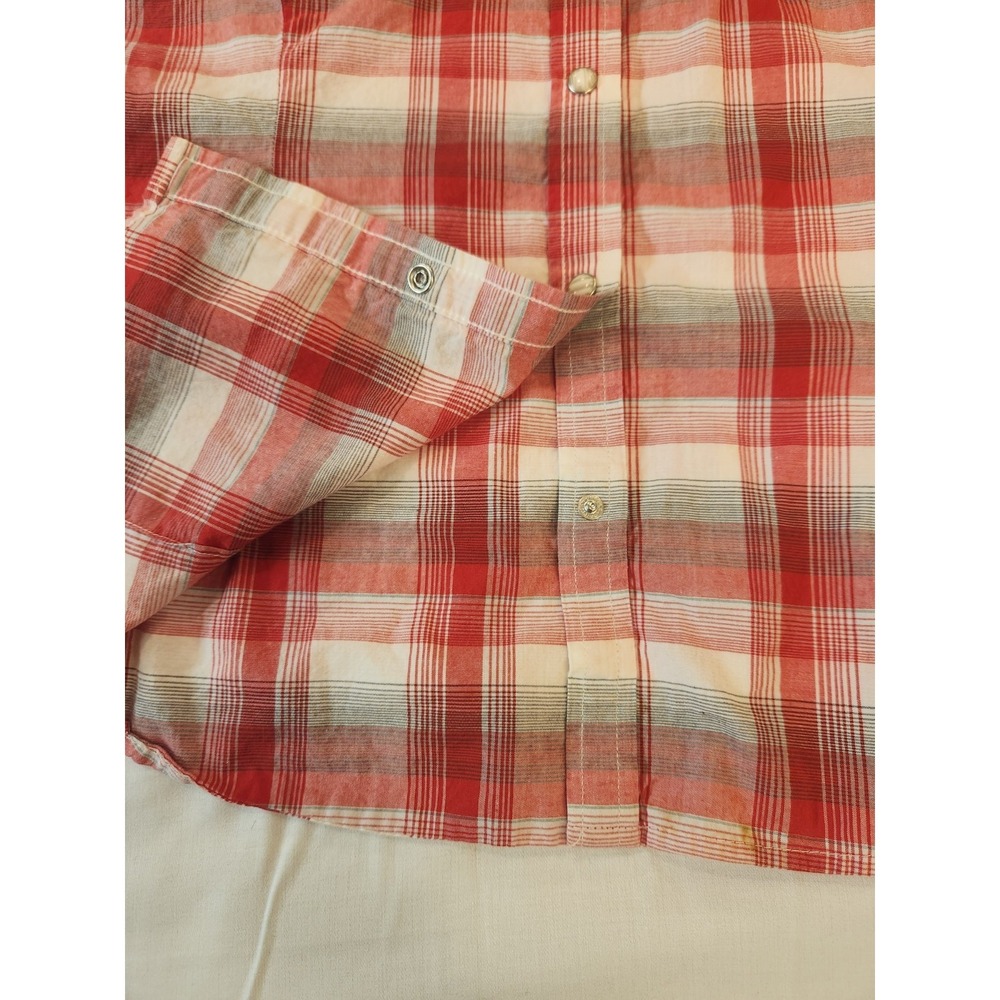 Wrangler Retro Women's Red Flannel Pearl Snap Button Sleeveless Shirt Size L - Picture 6 of 9
